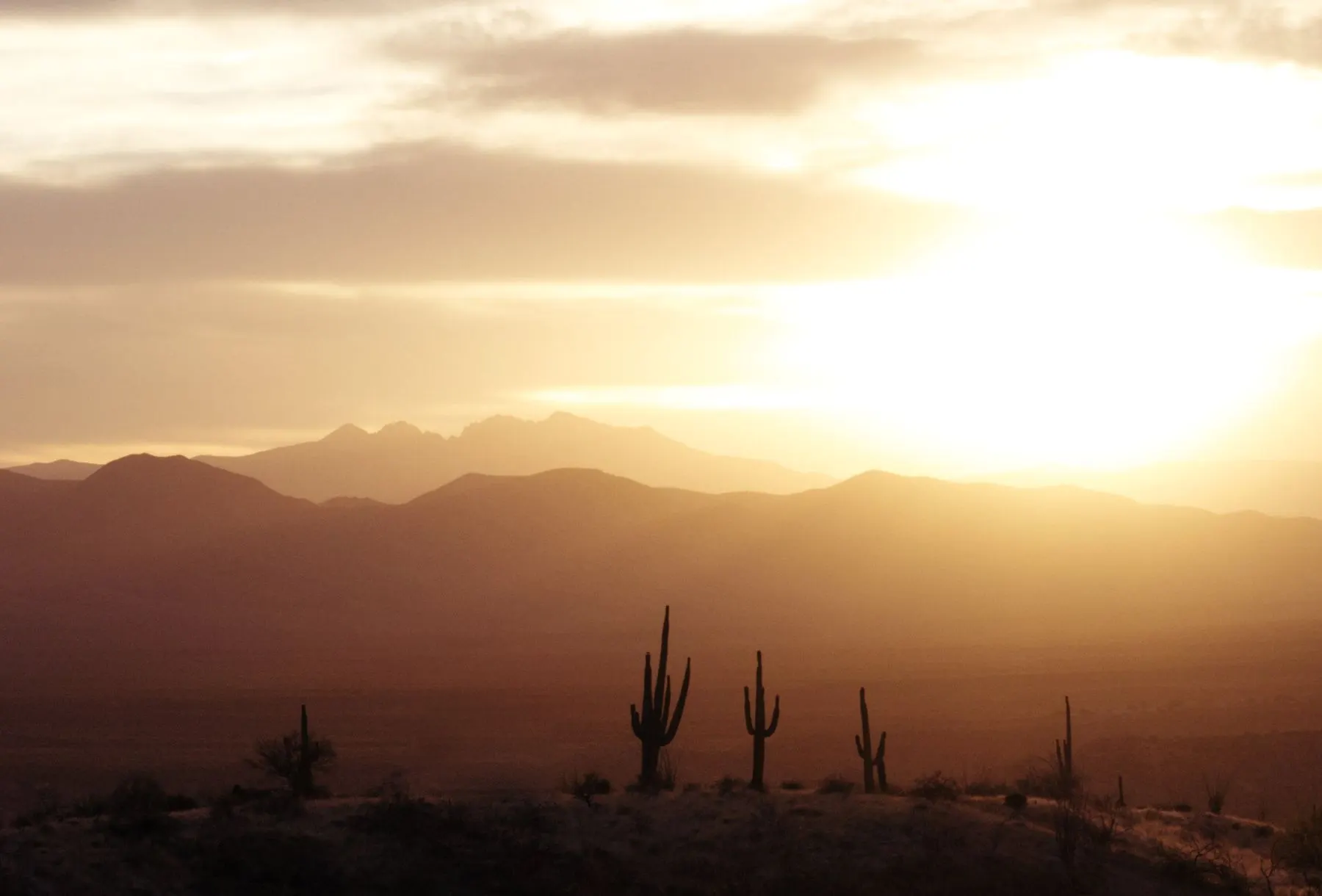Desert mountains at sunset